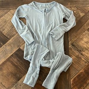 Little Sleepies solid ribbed “stormy” blue/gray Zippys